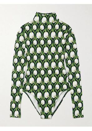 Agua by Agua Bendita - + Net Sustain Cayena Perla Printed Stretch Recycled-jersey Bodysuit - Green - x small,small,medium,large,x large