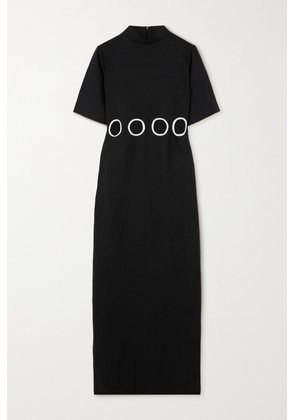 DESTREE - Yayoi Cutout Linen And Cotton-blend Midi Dress - Black - small,medium,large