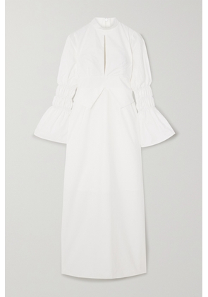 DESTREE - Keith Shirred Cotton-poplin Maxi Dress - White - small,medium,large