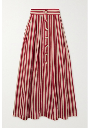 DESTREE - Irving Striped Faille Maxi Skirt - Red - FR34,FR36,FR38,FR40,FR42