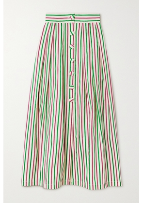 DESTREE - Irving Pleated Striped Faille Maxi Skirt - Green - FR34,FR36,FR38,FR40,FR42