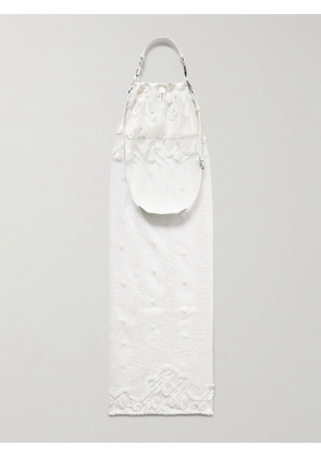 16ARLINGTON - Agatha Leather, Satin And Embellished Tulle Shoulder Bag - White - One size