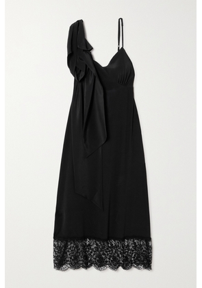 Simone Rocha - Lace-trimmed Draped Crepe Midi Dress - Black - UK 4,UK 6,UK 8,UK 10,UK 12,UK 14