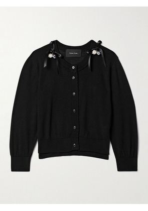 Simone Rocha - Embellished Merino Wool And Silk-blend Cardigan - Black - x small,small,medium,large