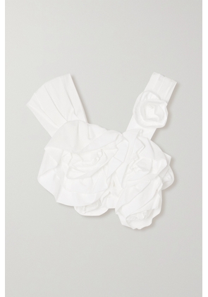 Simone Rocha - Cropped Asymmetric Appliquéd Cotton Top - White - UK 6,UK 8,UK 10,UK 12,UK 14