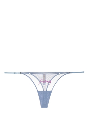 Zhilyova Fantasy-embroidery tulle thong - Blue