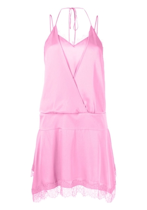 MOSCHINO JEANS lace-detail spaghetti-strap mini dress - Pink