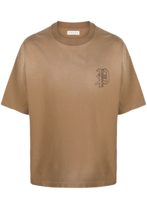 Paura logo-print cotton T-shirt - Brown