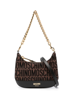 Moschino logo-jacquard shoulder bag - Black