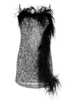 Rachel Gilbert Cami sequinned feather-detail minidress - Silver