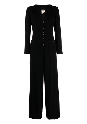 CHANEL Pre-Owned 1995 CC-button wool jumpsuit - Black