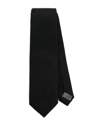 Moschino pointed logo-jacquard tie - Black