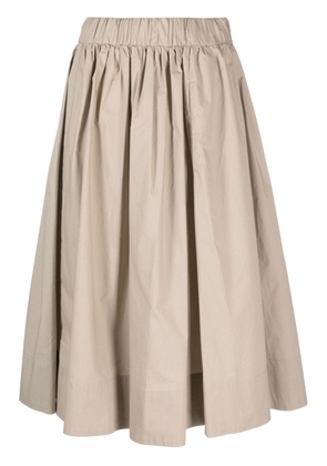 Nude ruched cotton A-line skirt - Neutrals
