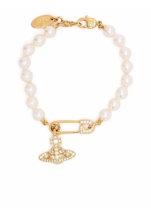 Vivienne Westwood pearl safety-pin orb bracelet - White