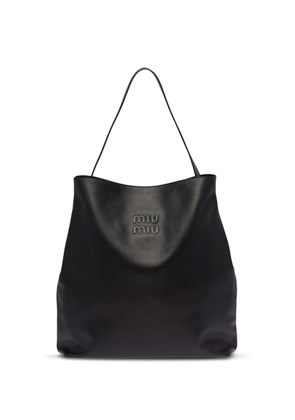 Miu Miu debossed-logo leather shoulder bag - Black