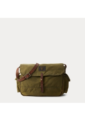 Leather-Trim Oilcloth Messenger Bag