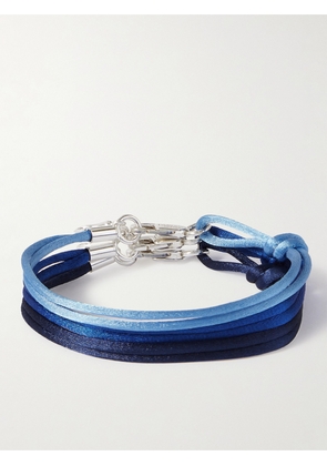 Rubinacci - Set of Three Silver and Silk Bracelets - Men - Blue