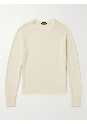 TOM FORD - Waffle-Knit Cotton, Silk, and Wool-Blend Sweater - Men - Neutrals - IT 46