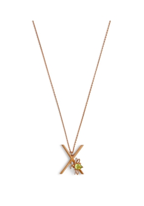 Bee Goddess Rose Gold, Diamond And Peridot Letter 'X' Necklace