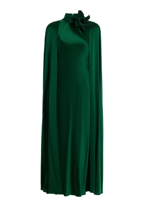 Rodarte - Cape-Detailed Silk Maxi Dress - Green - US 10 - Moda Operandi
