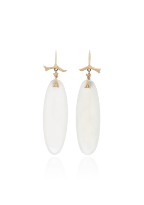 Annette Ferdinandsen - 14K Gold Milky Agate Branch Earrings - White - OS - Moda Operandi - Gifts For Her
