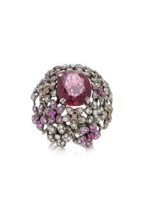 Wendy Yue - 18K White Gold Flower Dome Tourmaline Ring - Red - US 6.75 - Moda Operandi - Gifts For Her