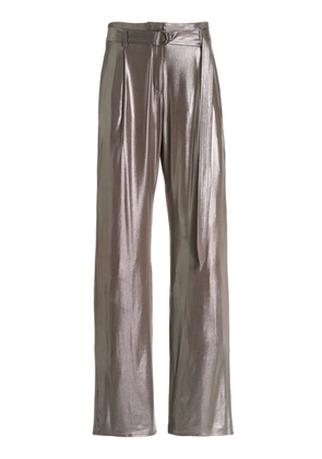 LAPOINTE - Pleated Metallic-Silk Wide-Leg Pants - Silver - US 2 - Moda Operandi