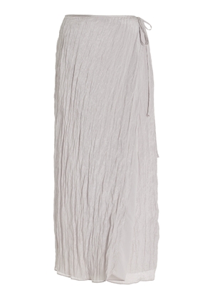 SIR - Exclusive Ligera Crinkled-Satin Midi Wrap Skirt - Silver - 1 - Moda Operandi