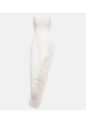 David Koma Feather-trimmed cady gown