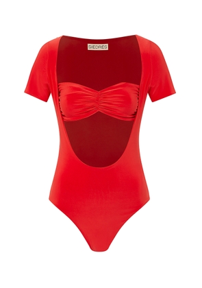 SIEDRÉS - Jolene Cutout Bodysuit - Red - S - Moda Operandi