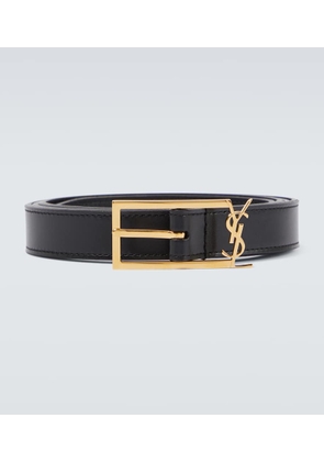 Saint Laurent New Cassandre logo leather belt