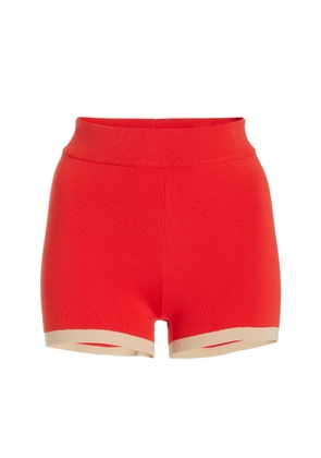 Zulu & Zephyr - Ribbed-Knit Cotton-Blend Shorts - Red - US 12 - Moda Operandi