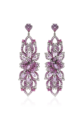 Wendy Yue - Sapphire Bloom 18K White Gold Earrings - Red - OS - Moda Operandi - Gifts For Her