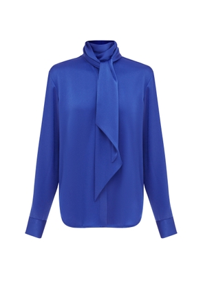 Alex Perry - Fallon Satin Crepe Shirt - Blue - AU 8 - Moda Operandi