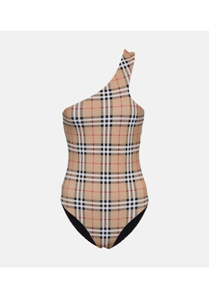 Burberry Vintage check one-shoulder swimsuit