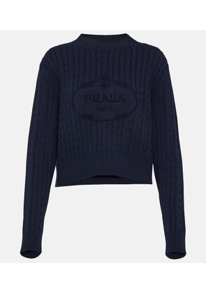 Prada Logo cotton cable-knit sweater