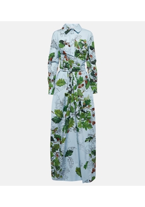 Oscar de la Renta Printed cotton-blend shirt maxi dress