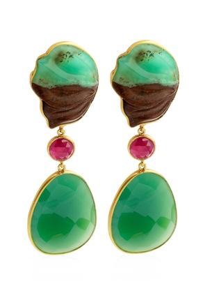 Bahina - Chrysoprase; Ruby; Agathe 18K Yellow Gold Earrings - Green - OS - Moda Operandi - Gifts For Her