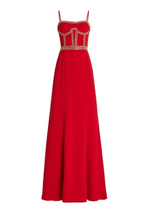 Cucculelli Shaheen - Exclusive Eclat Eleve Beaded Silk Gown - Red - US 8 - Moda Operandi