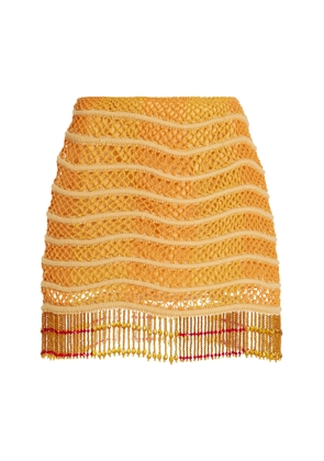 Markarian - Passion Flower Beaded Cotton-Macrame Skirt - Orange - US 8 - Moda Operandi
