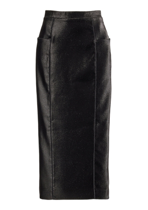 Miss Sohee - Exclusive Iris Stretch Lamé Midi Pencil Skirt - Black - UK 8 - Moda Operandi