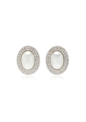 Alessandra Rich - Crystal-Trimmed Pearl Earrings - Silver - OS - Moda Operandi - Gifts For Her
