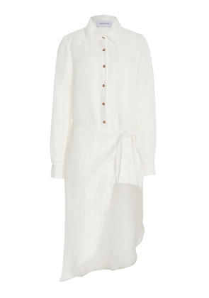 Anemos - The L.A. Linen-Blend Midi Wrap Shirt Dress - White - XL - Moda Operandi