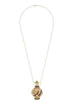 Silvia Furmanovich - Marquetry Wood 18K Yellow Gold Diamond; Tourmaline Bottle Necklace - Ivory - OS - Moda Operandi - Gifts For Her