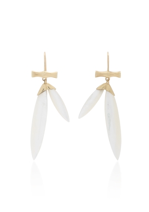 Annette Ferdinandsen - 14K Gold Mother of Pearl Bamboo earrings - White - OS - Moda Operandi - Gifts For Her