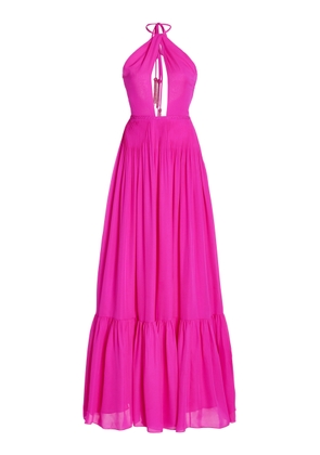 Andres Otalora - Exclusive Meknes Beaded Silk Georgette Maxi Dress - Pink - US 4 - Moda Operandi