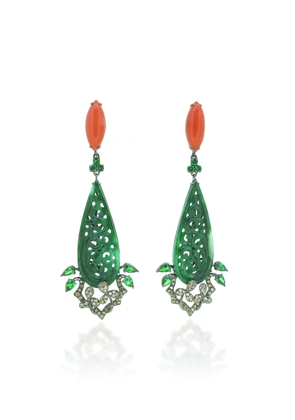Wendy Yue - 18K Green Jade and Coral Earrings - Green - OS - Moda Operandi - Gifts For Her