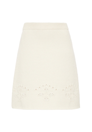 Chloé - Pointelle-Knit Wool Mini Skirt - Ivory - M - Moda Operandi