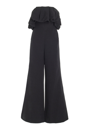 SIMKHAI - Puff-Detail Cotton-Linen Jumpsuit - Black - US 4 - Moda Operandi