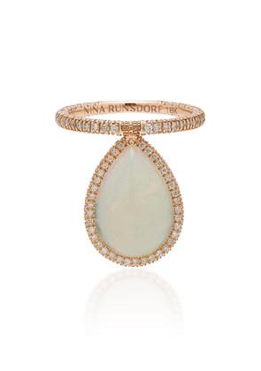 Nina Runsdorf - 18K Rose Gold Opal And Diamond Flip Ring - White - US 6.5 - Moda Operandi - Gifts For Her